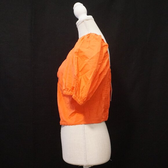 Sim & Sam Salmon Crop Top w/ Balloon Sleeves and Sweetheart Neckline Women’s XL - Picture 7 of 8